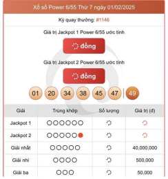 ảnh chụp màn hình kết quả xổ số vietlott hôm nay 6/55