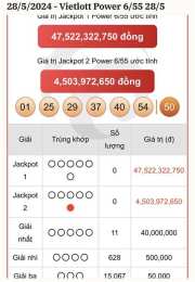 ảnh chụp màn hình kết quả xổ số vietlott power ngày hôm nay