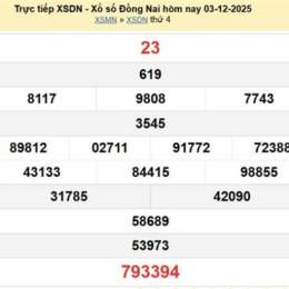 kết quả xổ số đồng nai ngày 3 tháng 12