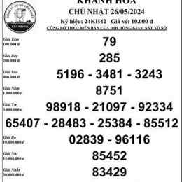 kết quả xổ số khánh hòa ngày 26 tháng 04